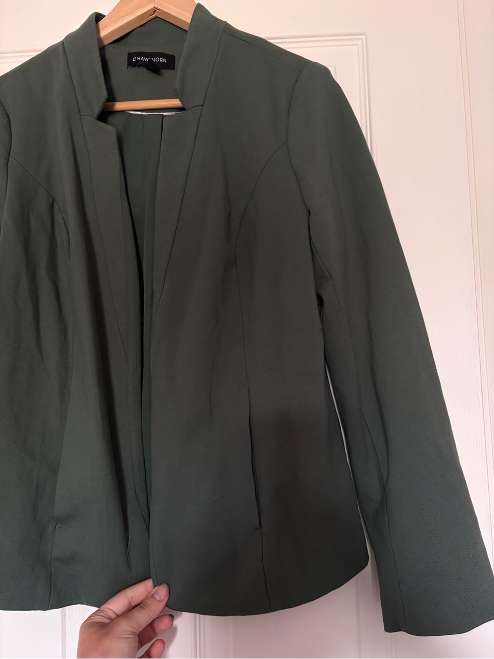 41 Hawthorn Olive Green Open-Front Blazer